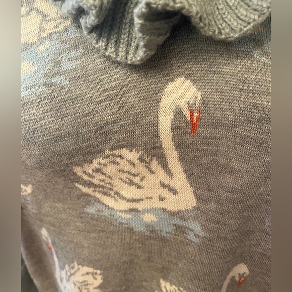 Stella McCartney V-Neck Ruffle Swan Sweater Gray - Size 38 - Picture 5 of 8